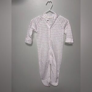 Small steps vintage white pink striped snap footie girls 3-6 M THIN